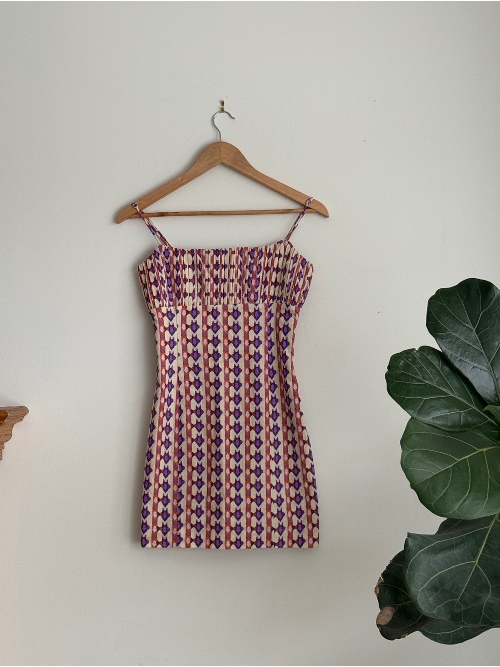 Anthropologie Maeve Geometric Print Pleated Mini Dress, Size 0